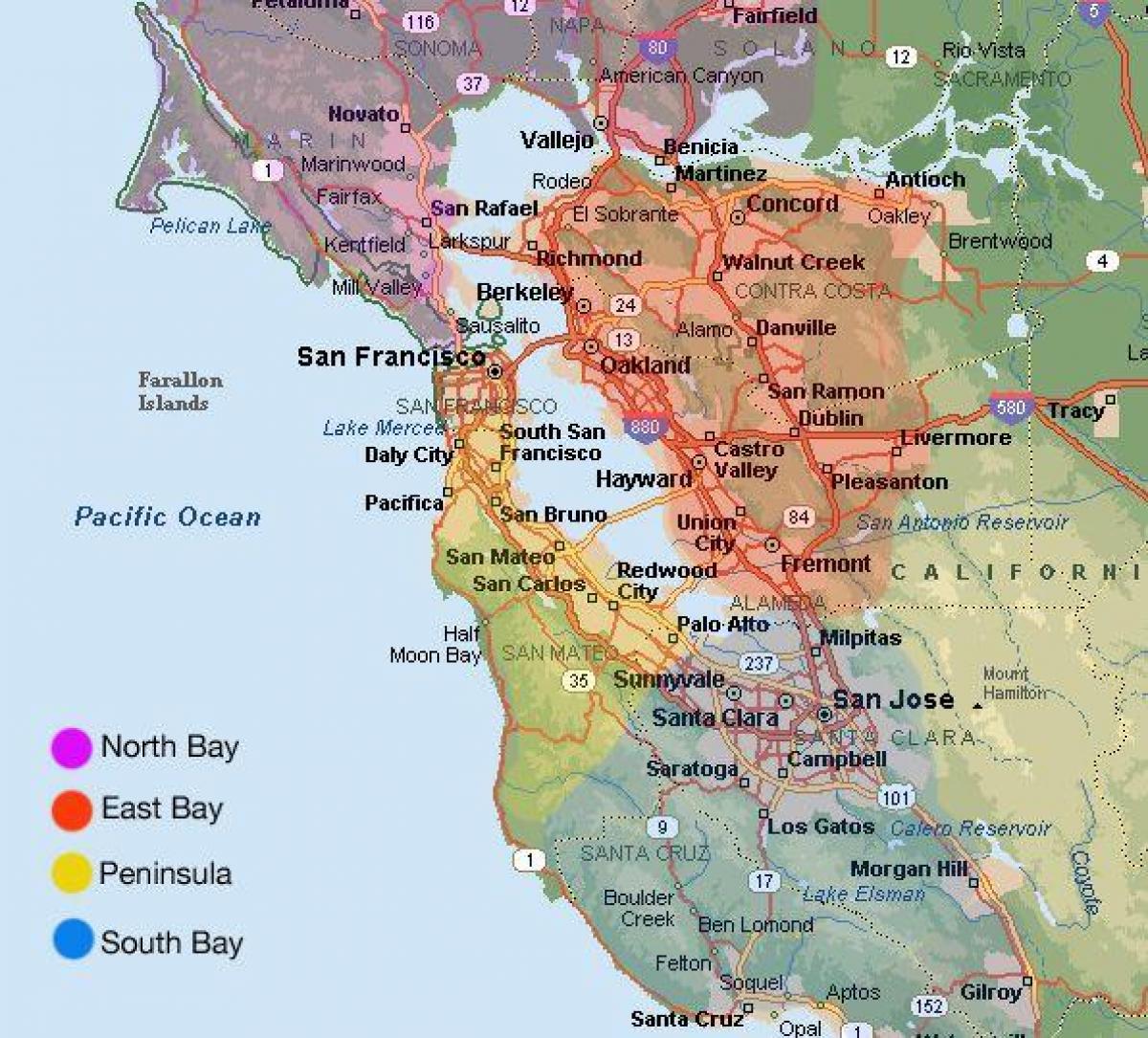 Сан Франциско талбайн газрын зураг, хүрээлэн буй талбай
