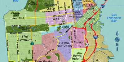 Гудамжны газрын зураг нь Сан-Франциско, калифорни