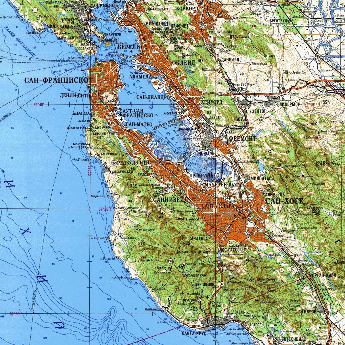 San Francisco bay area байр зүйн газрын зураг