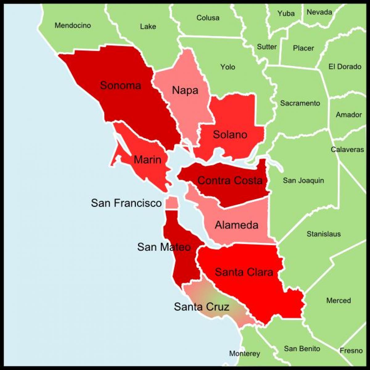 San Francisco bay area мужийн газрын зураг