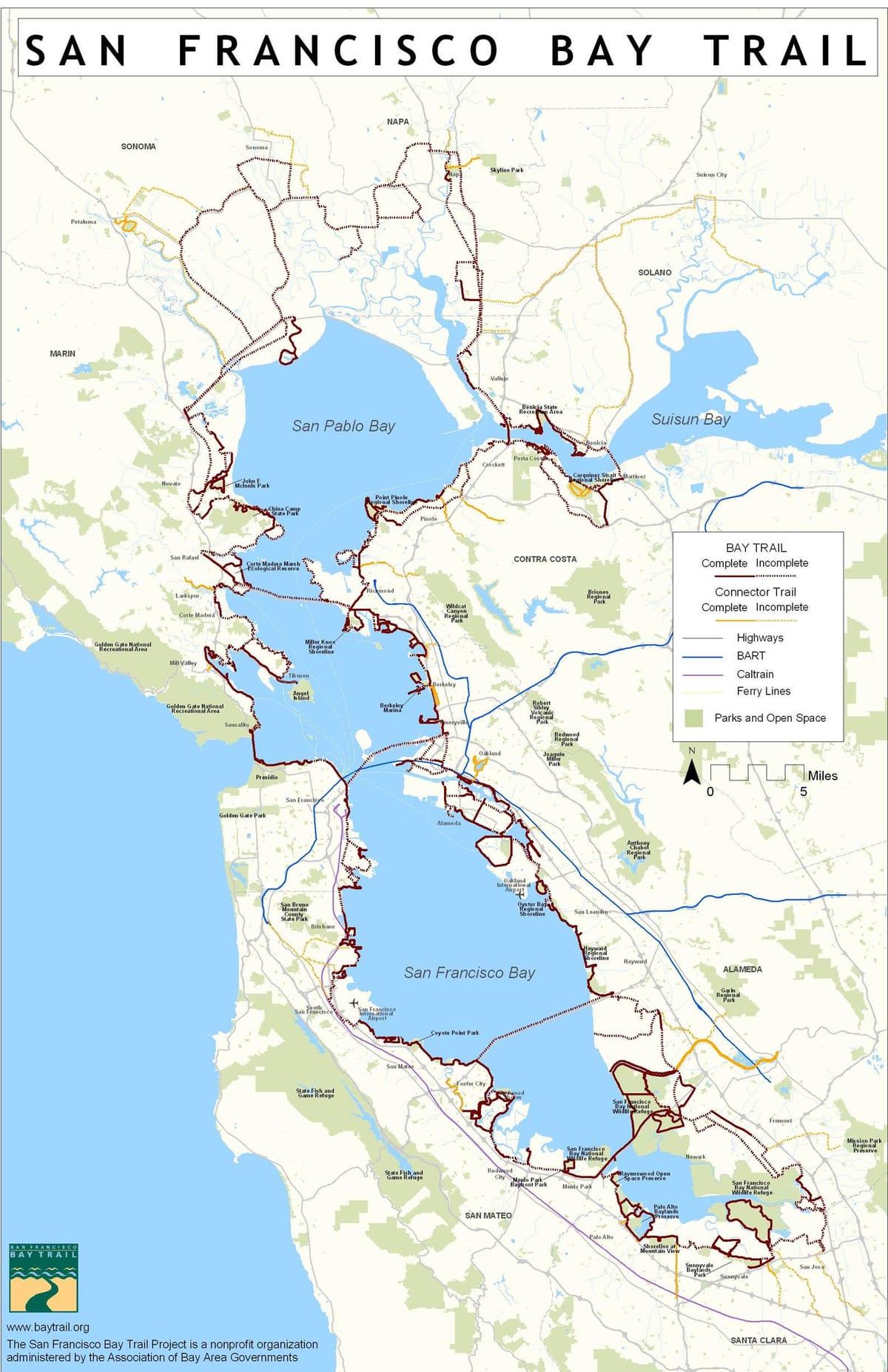Сан Франциско bay trail газрын зураг