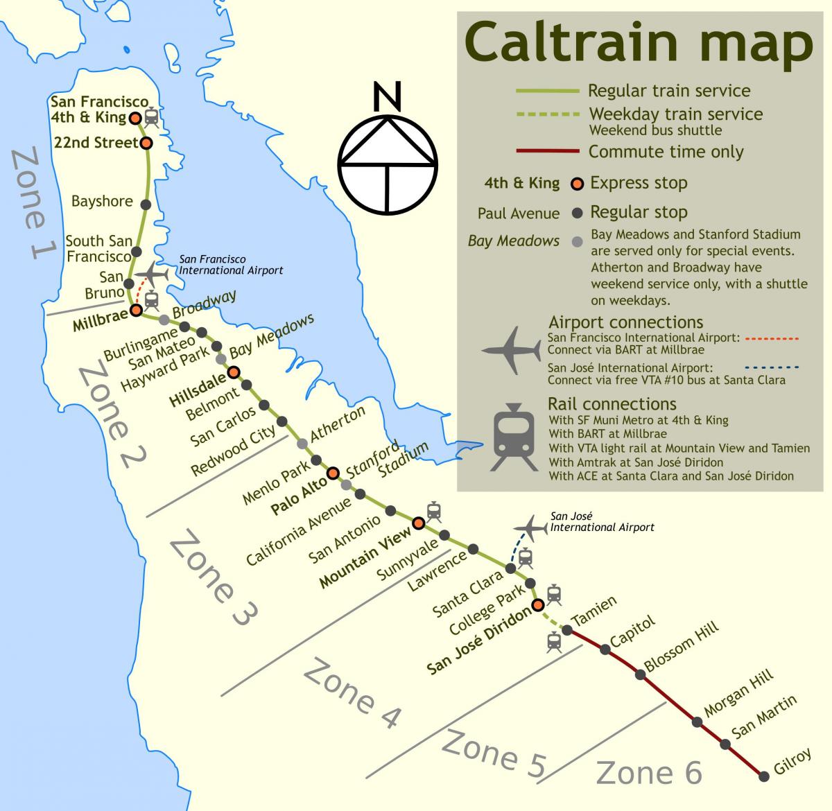 caltrain зогсоодог газрын зураг