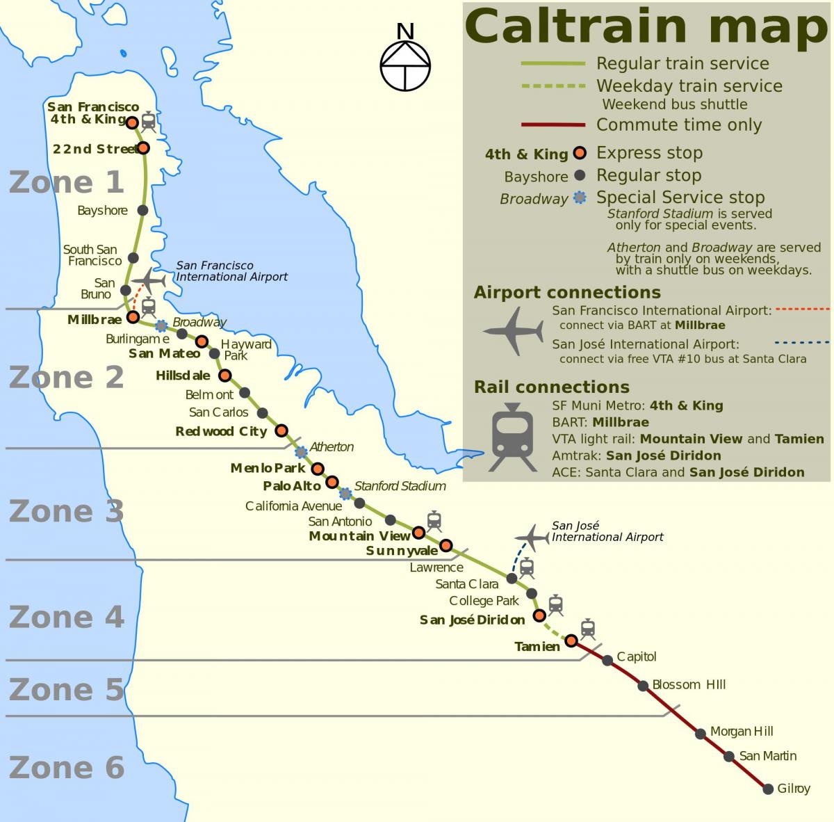 Сан Франциско caltrain газрын зураг