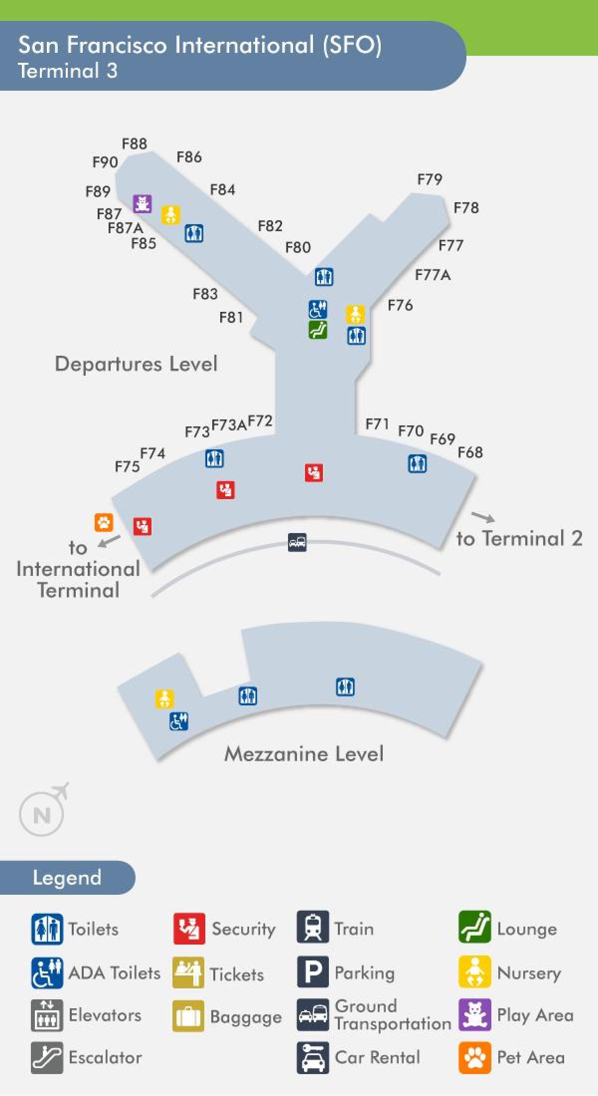 SFO нисэх онгоцны буудлын зураг терминал 3