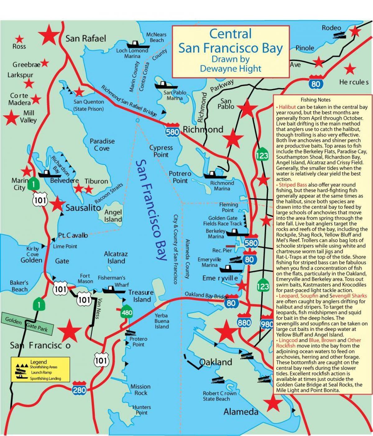 Газрын зураг нь Сан Франциско бэй загас 