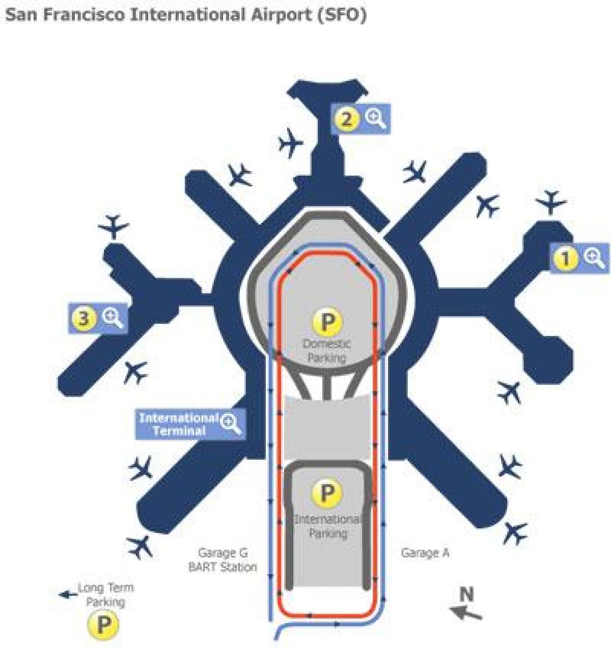 Сан-Франциско нисэх онгоцны хаалга газрын зураг