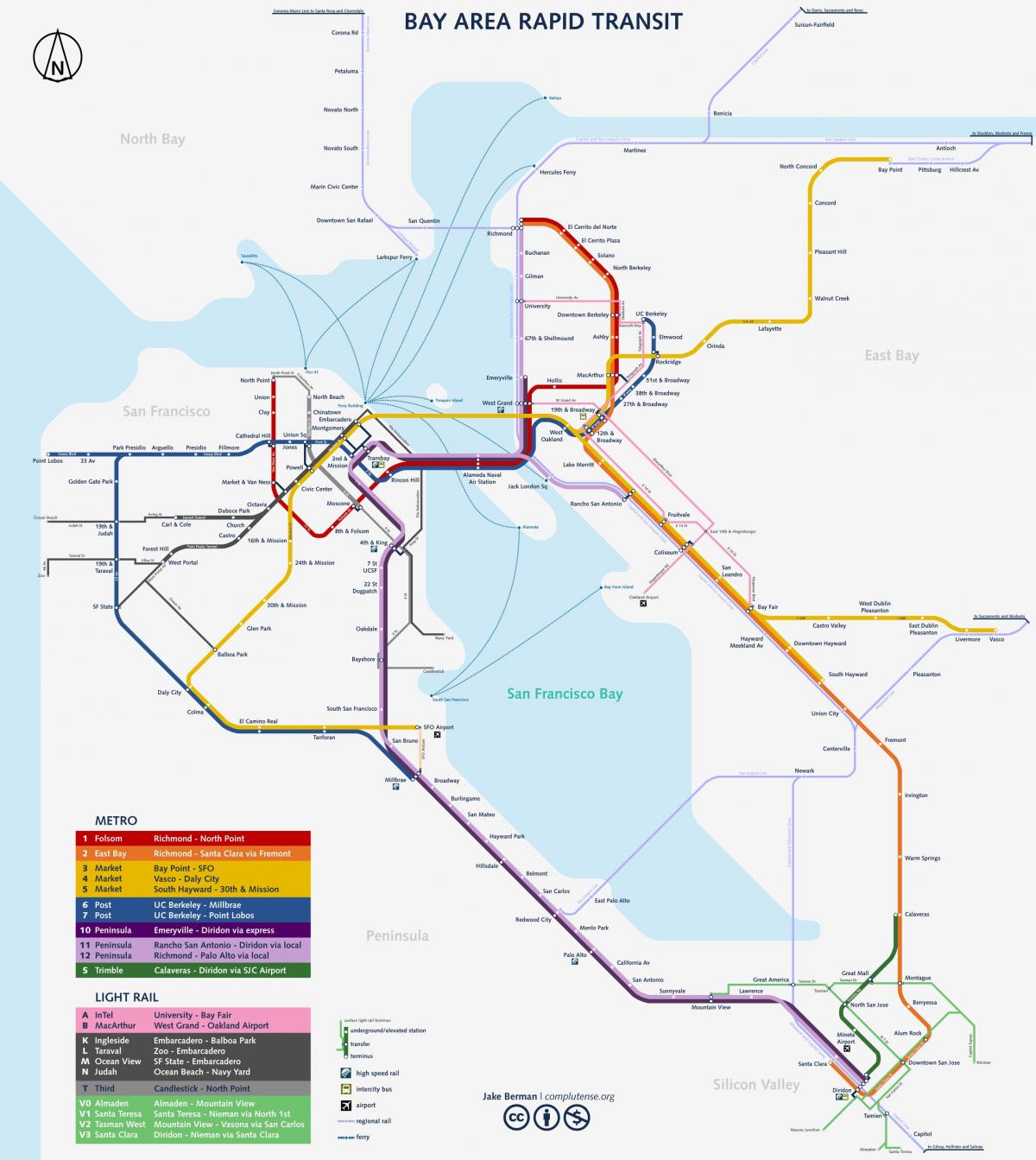 Сан Франциско метроны систем нь газрын зураг