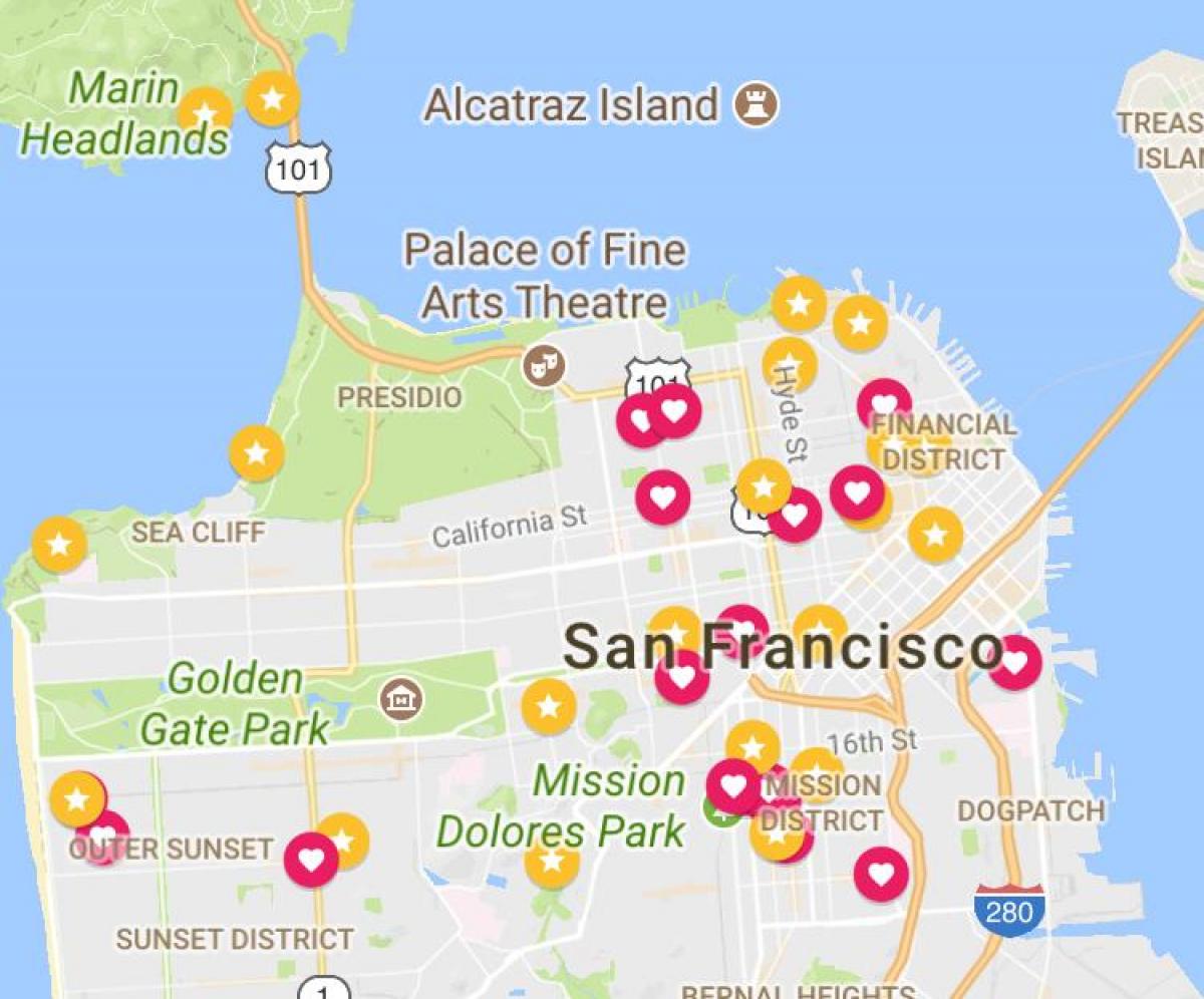 Газрын зураг нь Сан-Франциско хотын санхүүгийн дүүрэг
