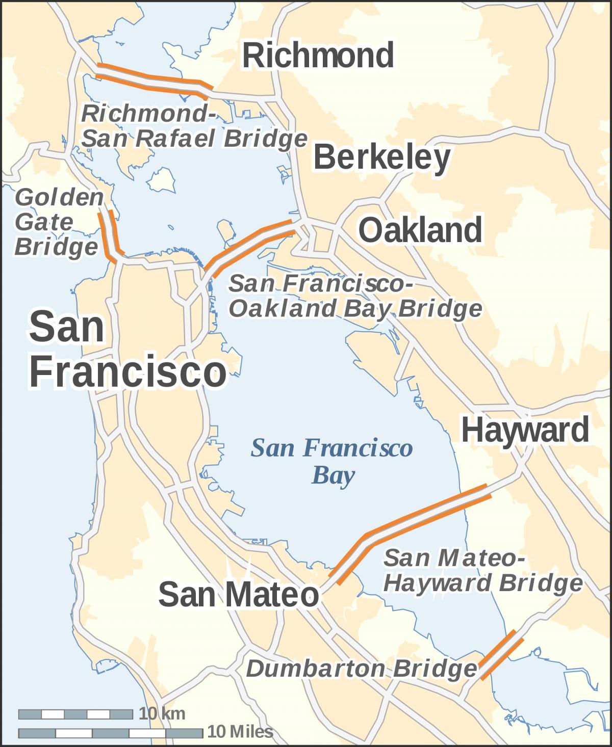газрын зураг нь Сан-Франциско хотын голден гэйт гүүр