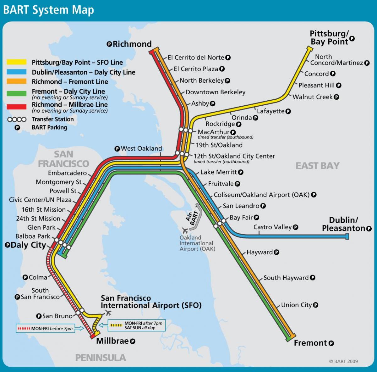 Сан Франциско барт систем нь газрын зураг