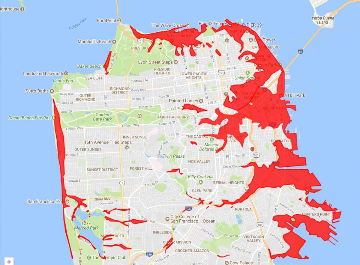 Сан Франциско газар зайлсхийхийн тулд газрын зураг