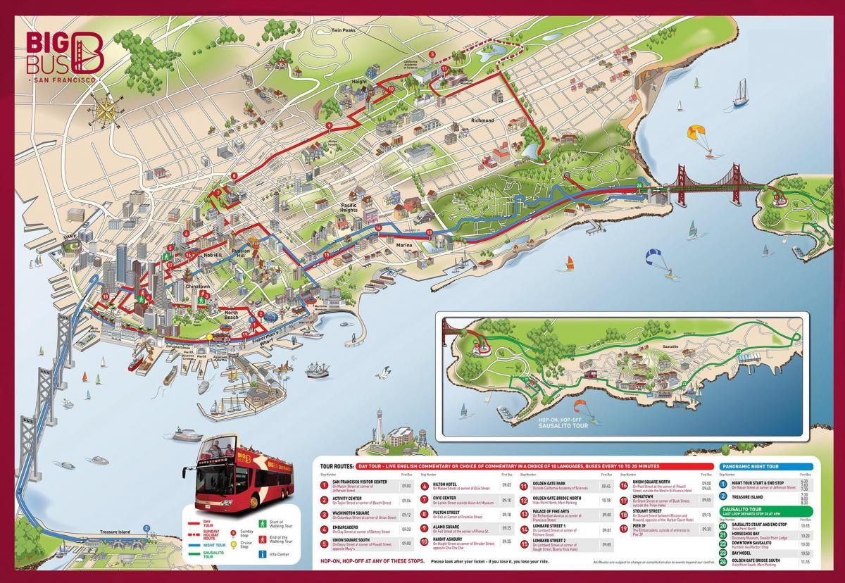 Сан Франциско автобусны аялал жуулчлалын газрын зураг