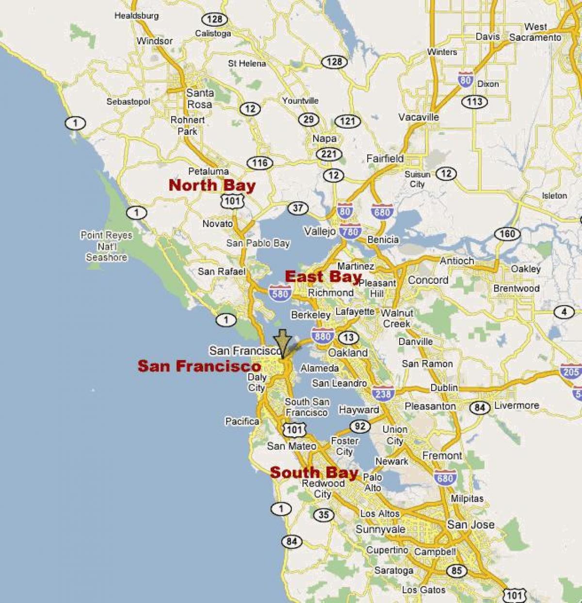 умард калифорни мужийн bay area газрын зураг