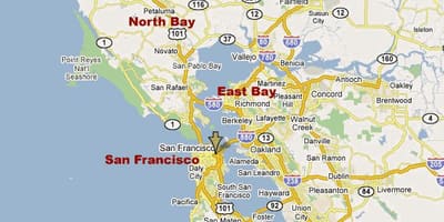 Умард калифорни мужийн bay area газрын зураг