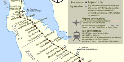 Caltrain зогсоодог газрын зураг