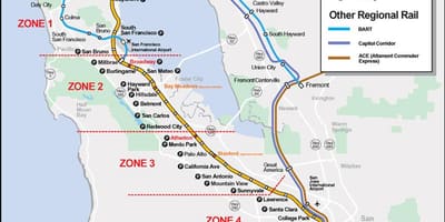Caltrain замын газрын зураг нь